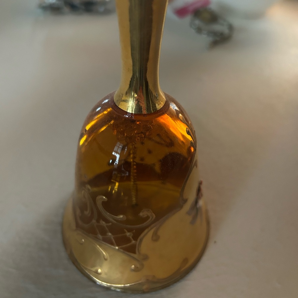 ANTIQUE MURANO Elegant Gold and Orange Decorative Glass Bell, BEAUTIFUL SHAPE - Picture 5 of 8